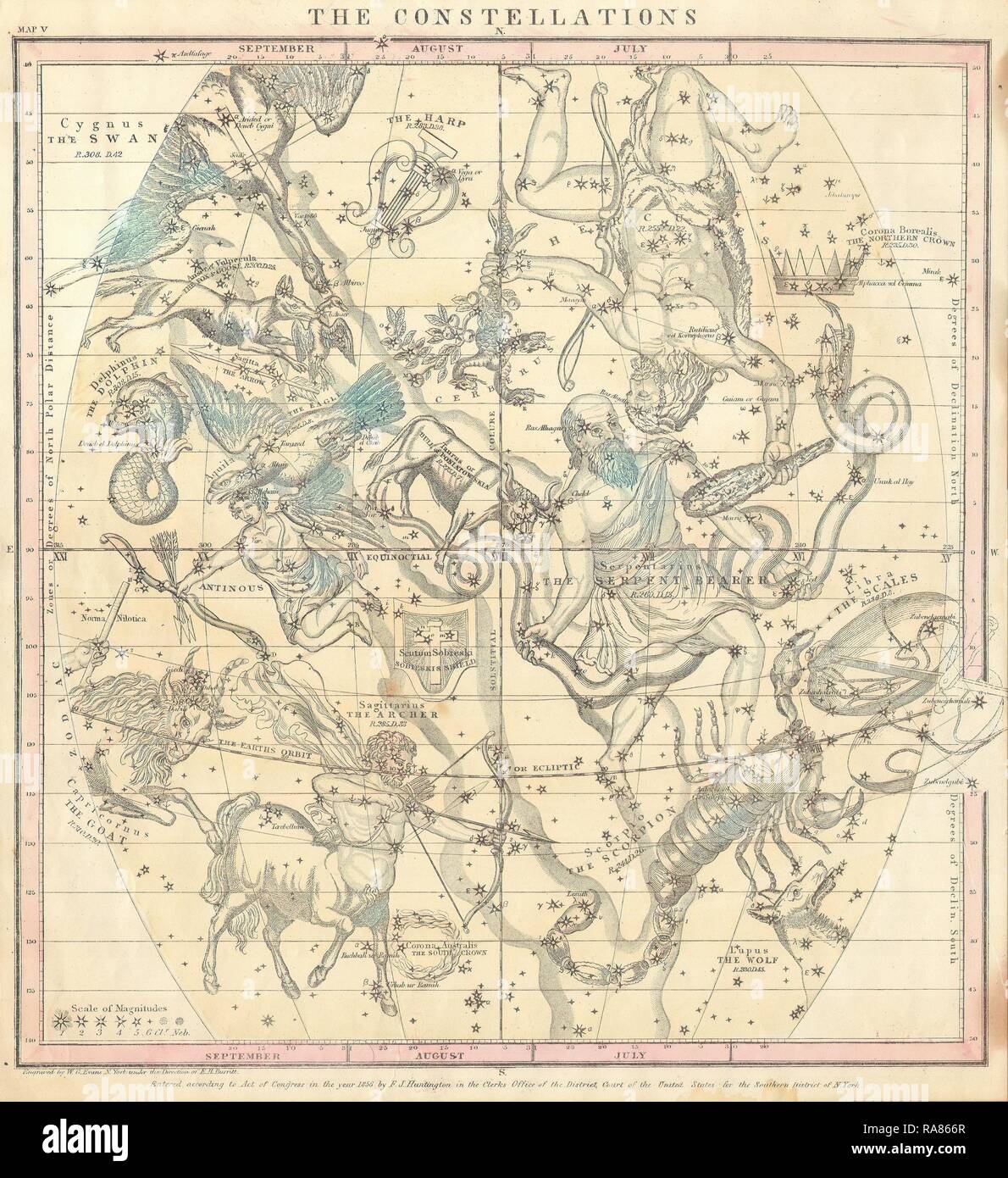 Historical map of stars chart hi-res stock photography and Historical map of stars chart hi-res stock photography and