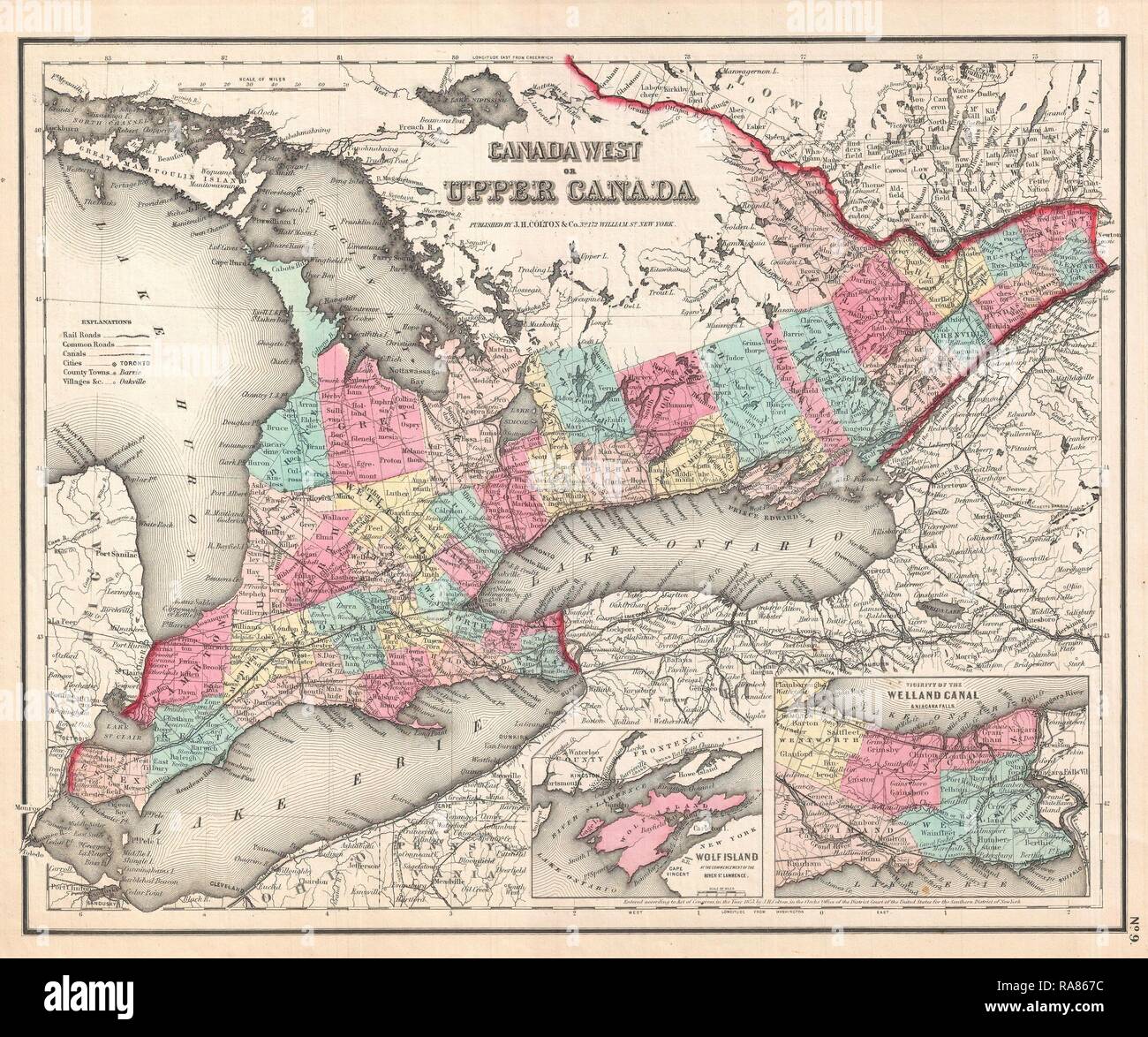 Ontario Map Stock Photos Ontario Map Stock Images Alamy - 1857 colton map of ontario canada reimagined by gibon classic art with