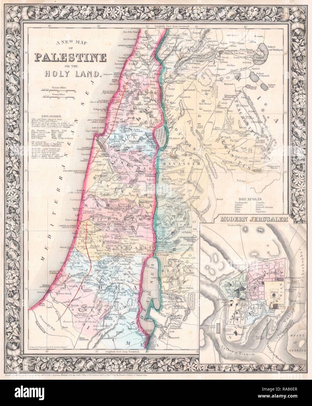 Vintage Illustration Palestine Israel Stock Photos & Vintage