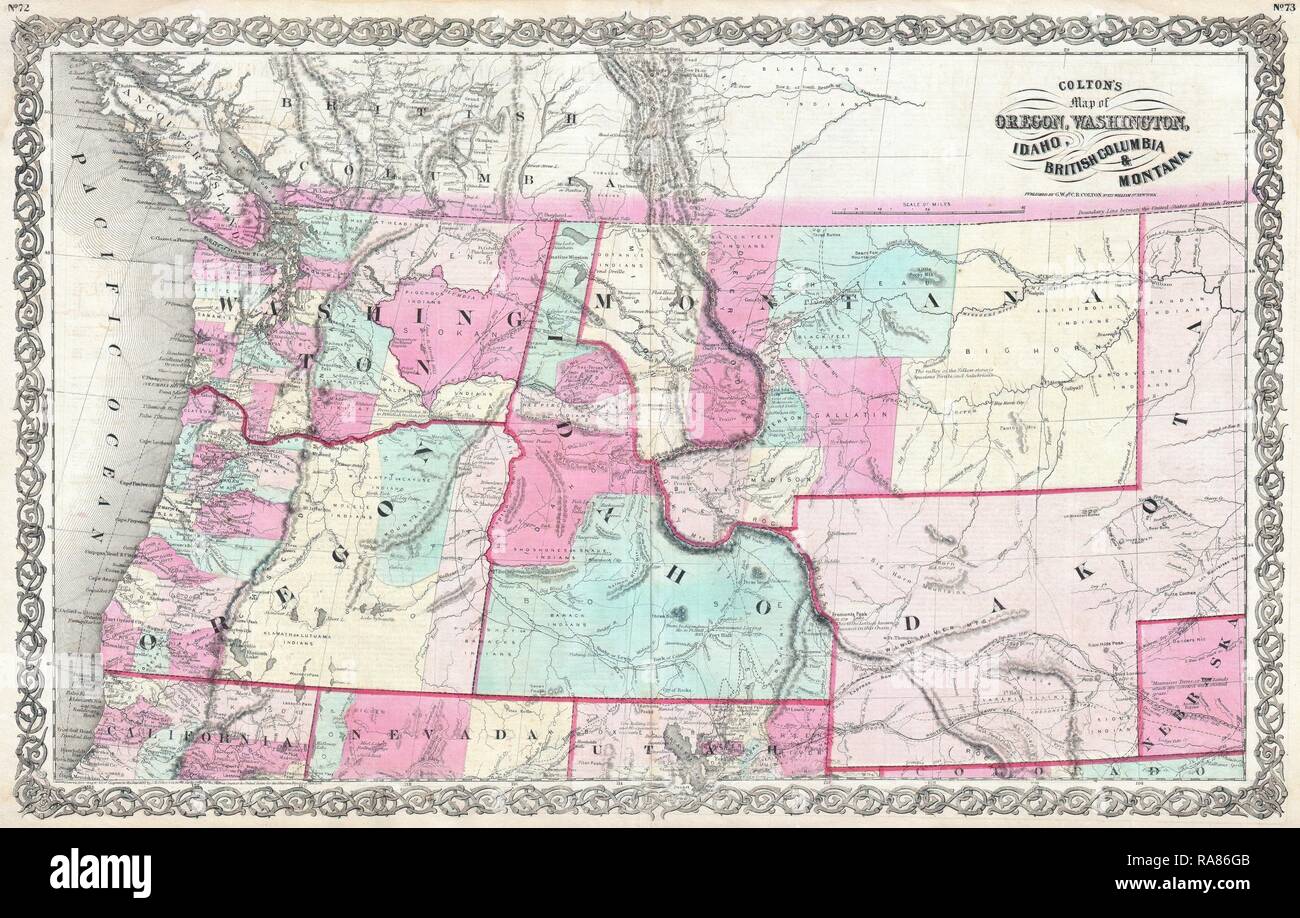 1866 colton map of oregon hires stock photography and images Alamy