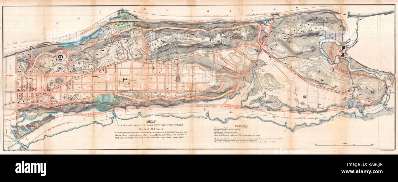 1868, Knapp Map of Northern Manhattan, New York City, Harlem