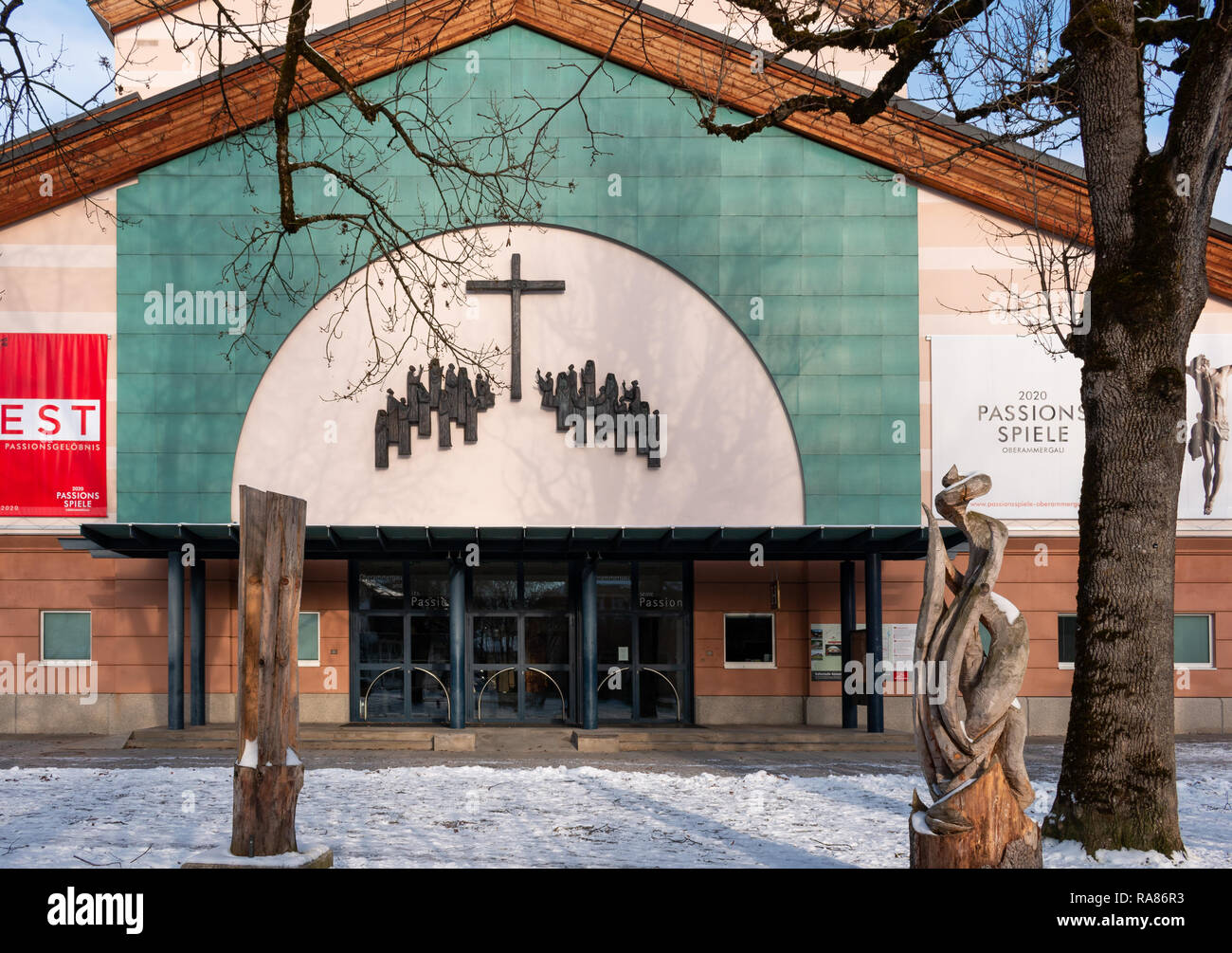 The famous Passion Play Theater in Oberammergau, Bavaria, Germany Stock Photo