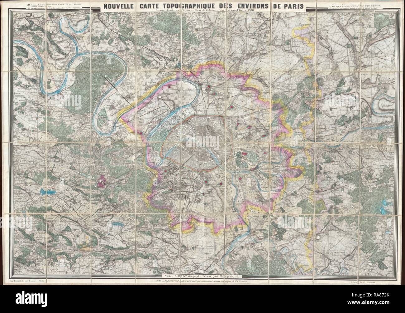 Clerot Pocket Map of Paris and Environs, France. Reimagined by Gibon