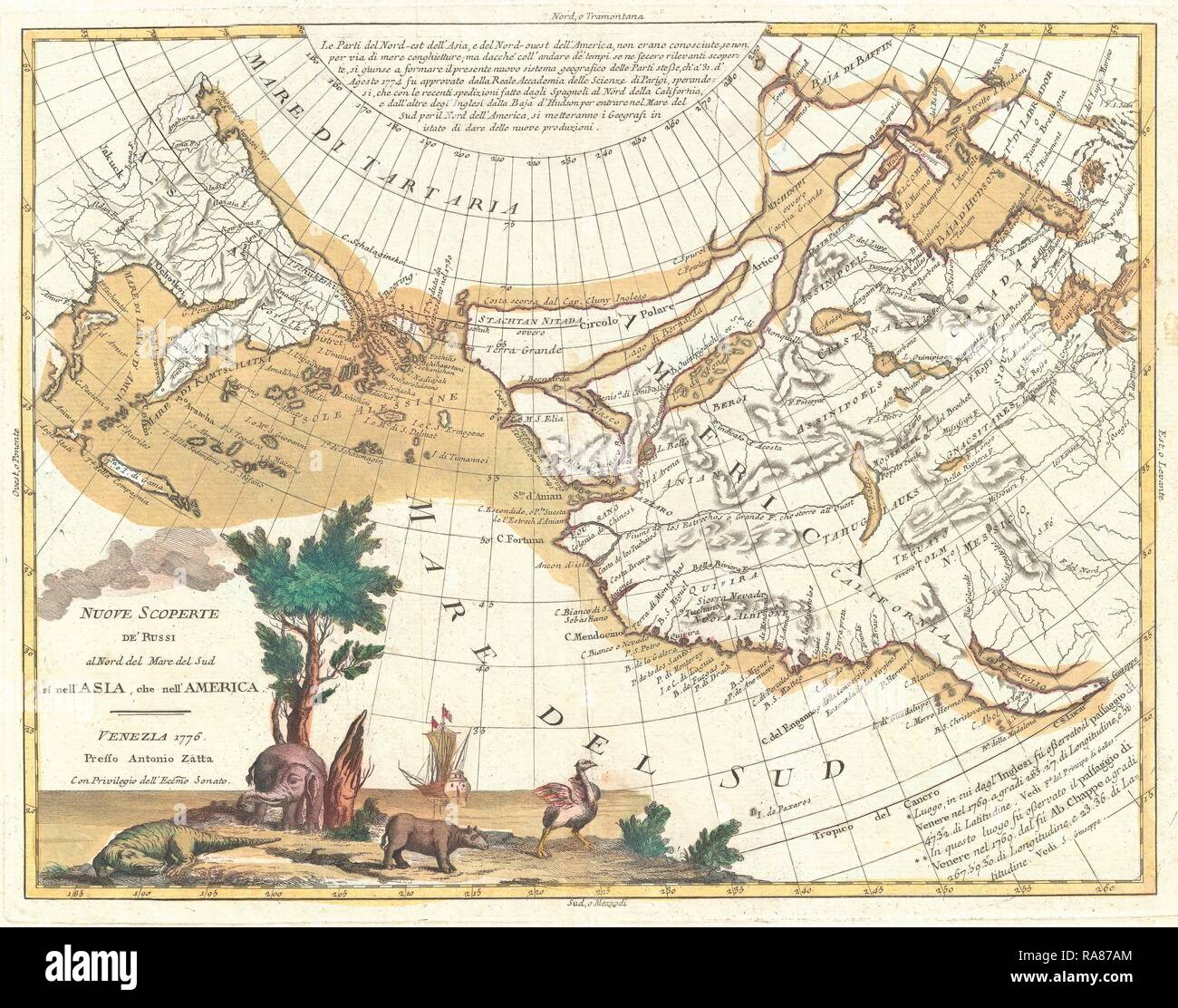 1776, Zatta Map of California and the Western Parts of North America. Reimagined by Gibon