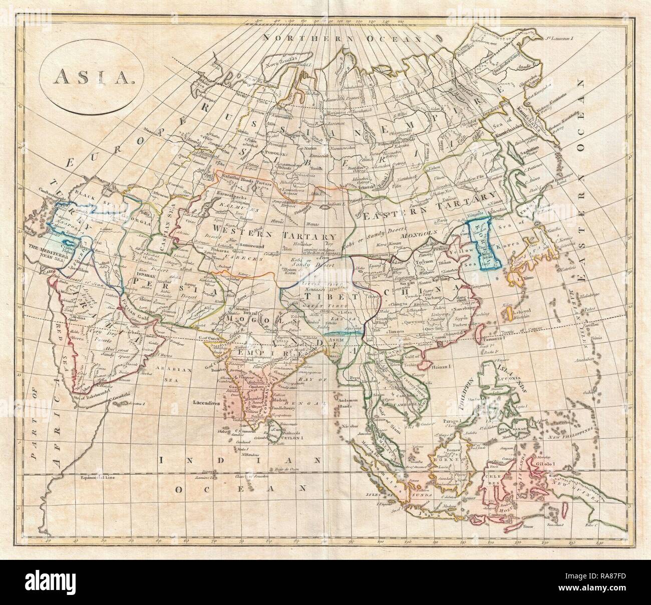 1799, Clement Cruttwell Map of Asia. Reimagined by Gibon. Classic art ...