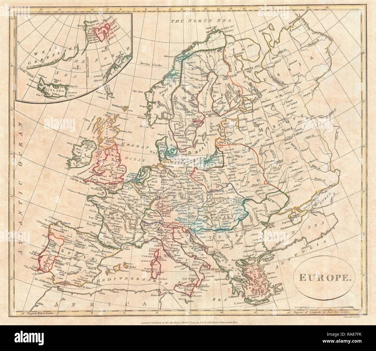 1799, Clement Cruttwell Map of Europe. Reimagined by Gibon. Classic art ...