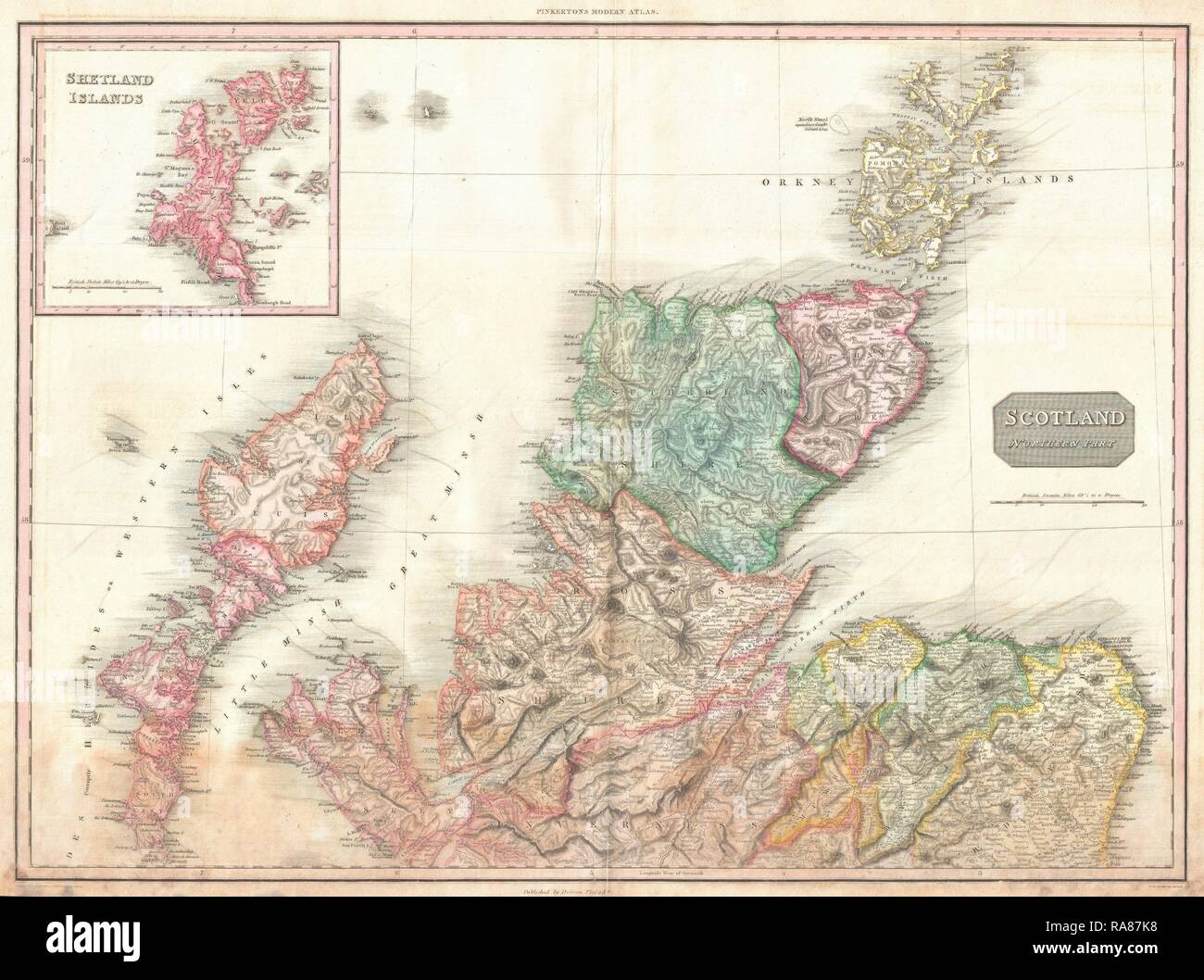 1818 Pinkerton Map Of Northern Scotland John Pinkerton 1758 1826 Scottish Antiquarian Cartographer Uk Reimagined RA87K8 