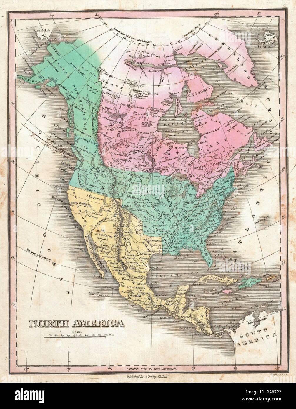 1827, Finley Map of North America, Anthony Finley mapmaker of the ...