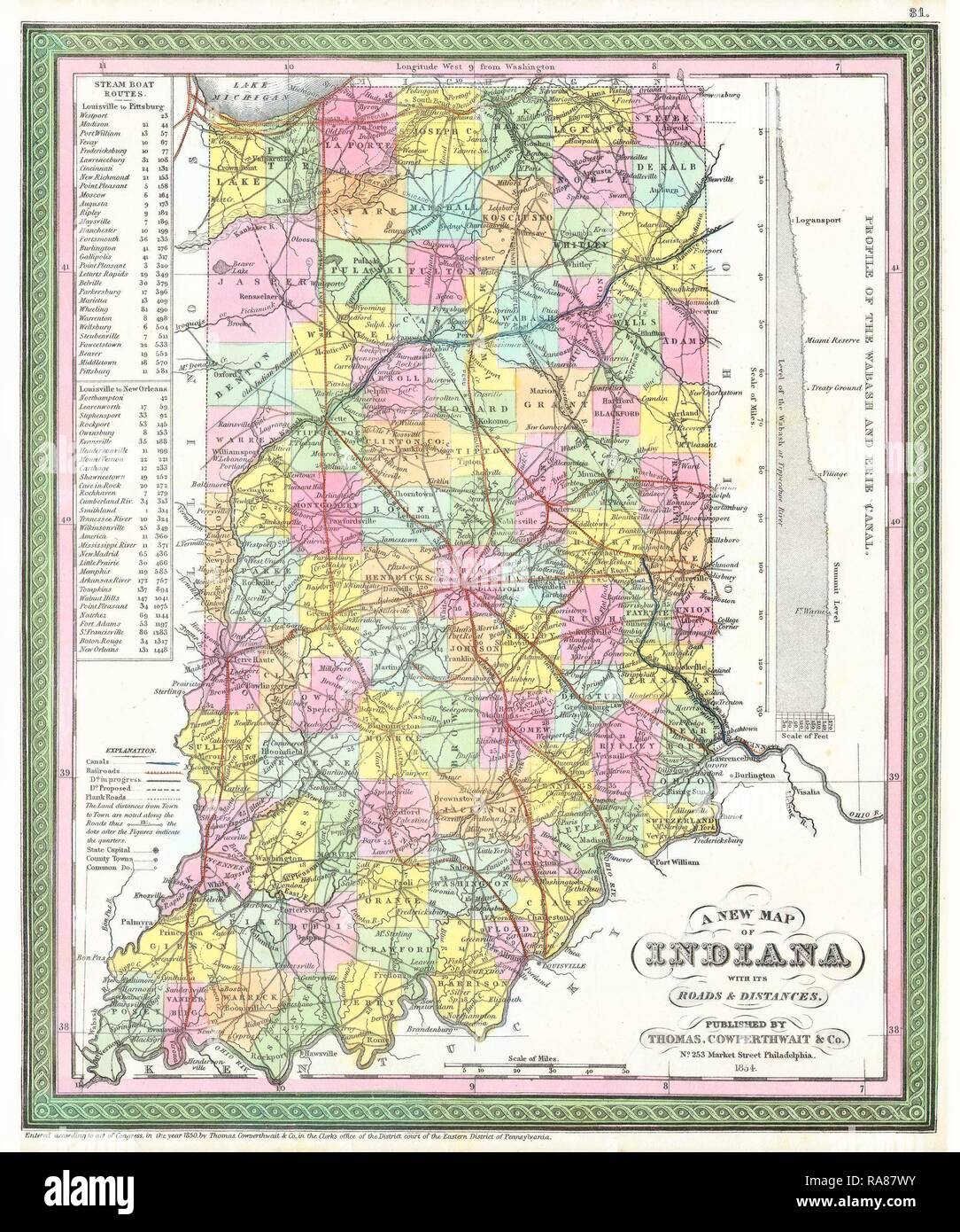 Indiana historical map hi-res stock photography and images - Alamy