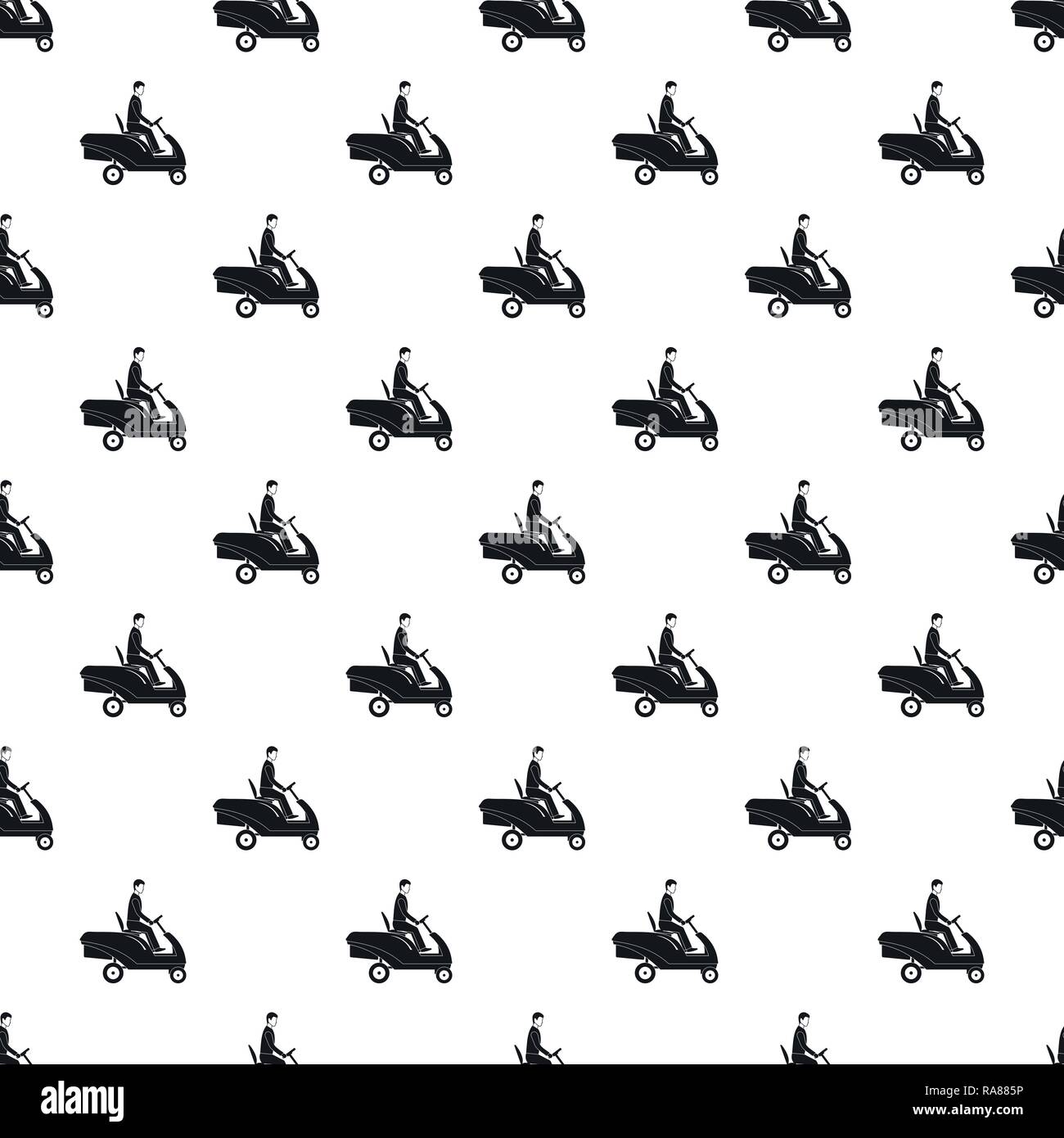 Man at grass machine pattern seamless vector repeat geometric for any web design Stock Vector