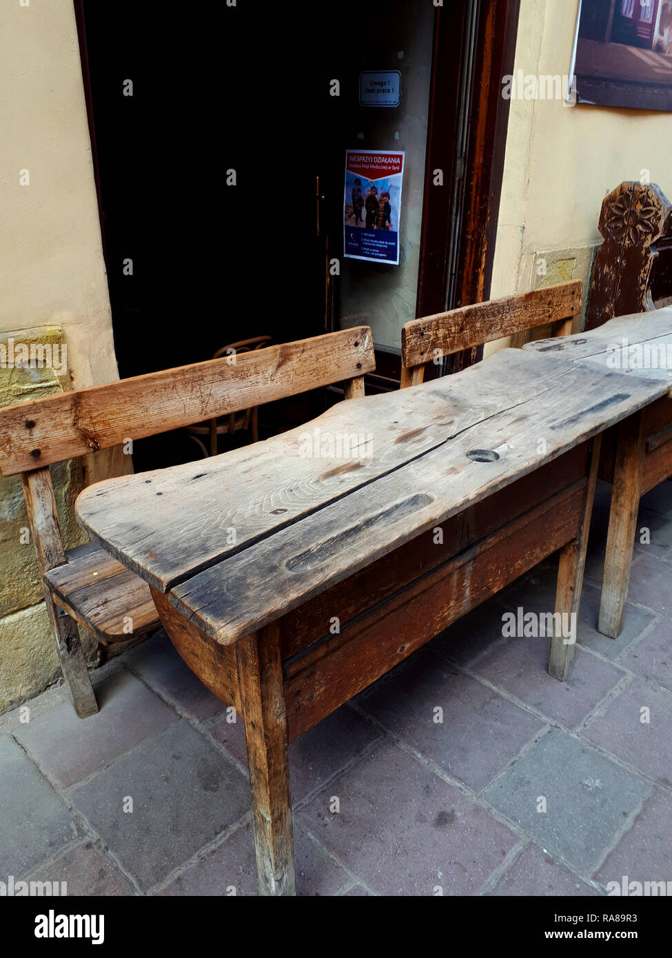 Old School Desks Rejuvinated Into Cafe Tables Inthe Backstreet Of
