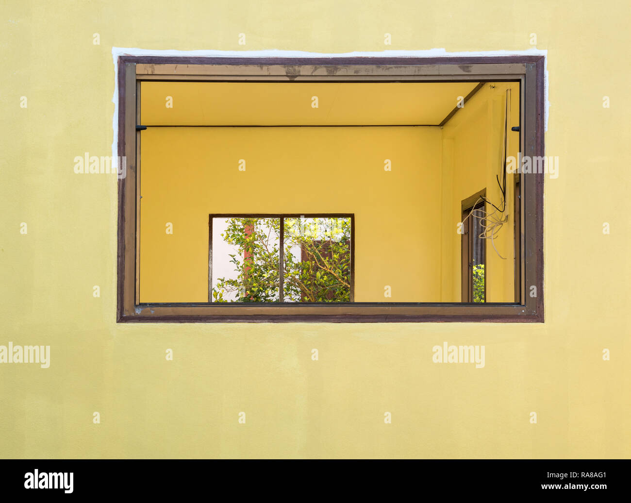 Empty Frame Of The Window For Installing The Glass In The Construction House Stock Photo Alamy