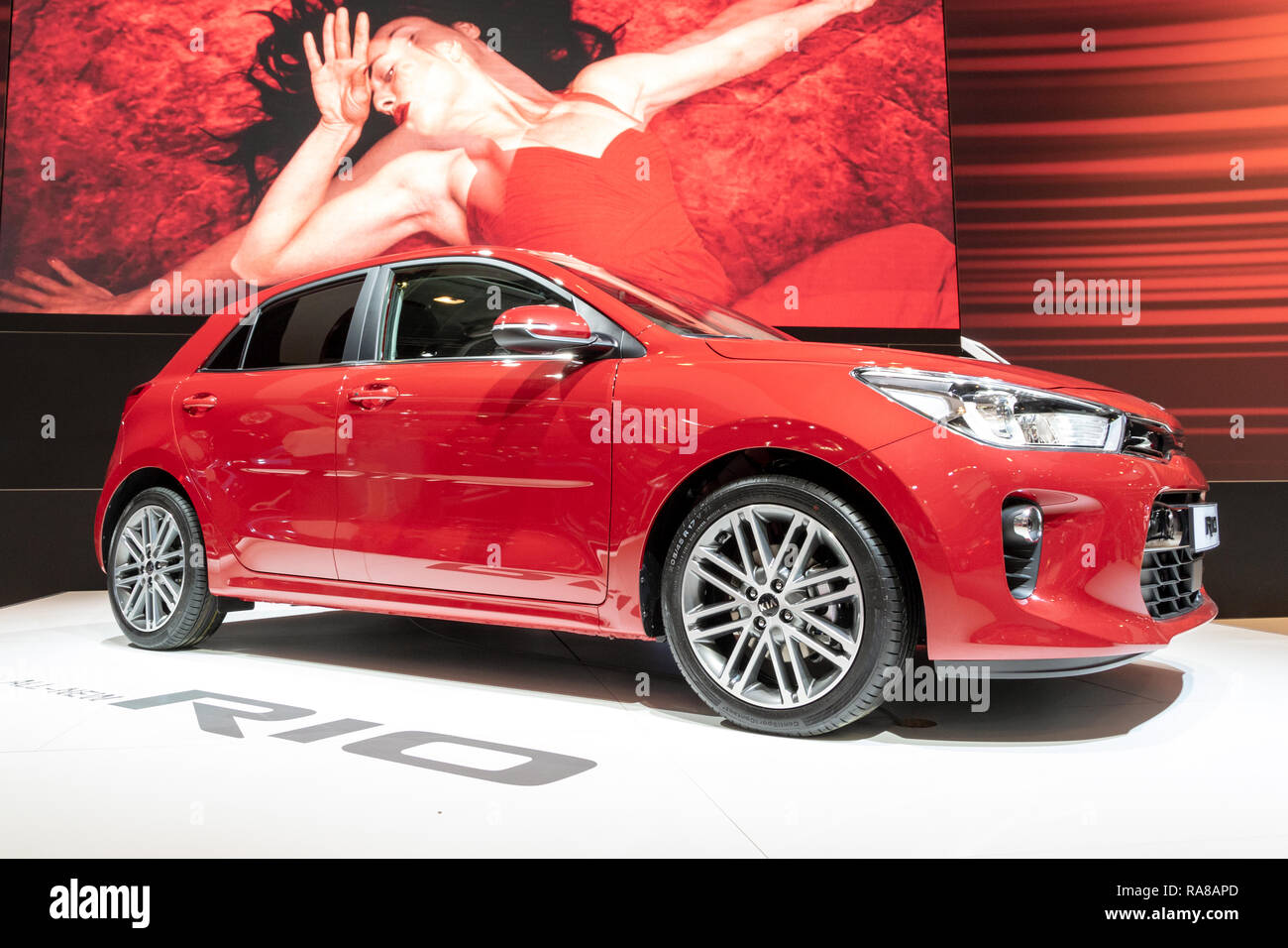 BRUSSELS - JAN 19, 2017: Kia Rio car  presented at the Brussels Motor Show. Stock Photo