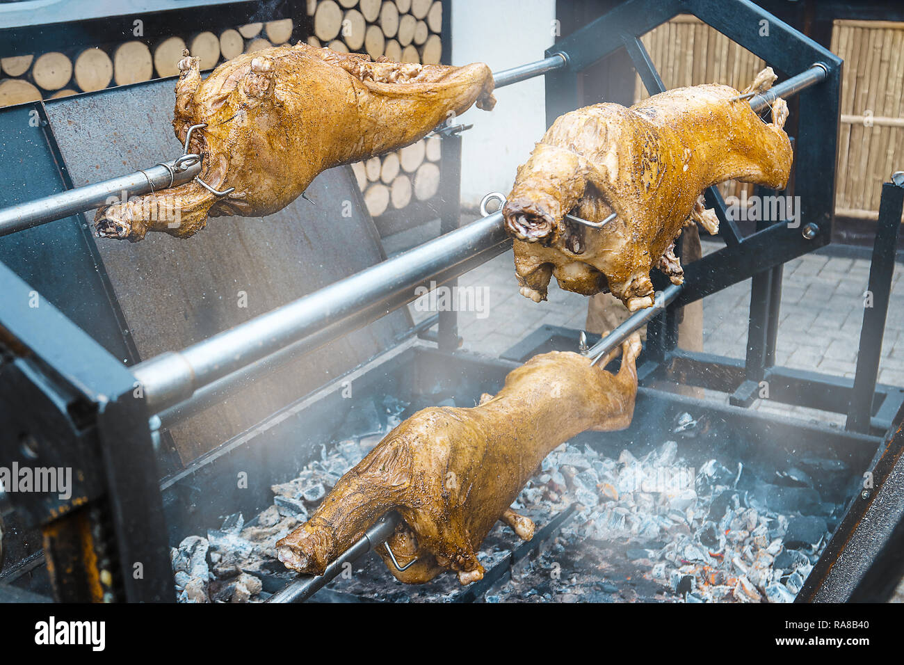 Lamb on the roast. Preparation of family celebrations. Sheep meat