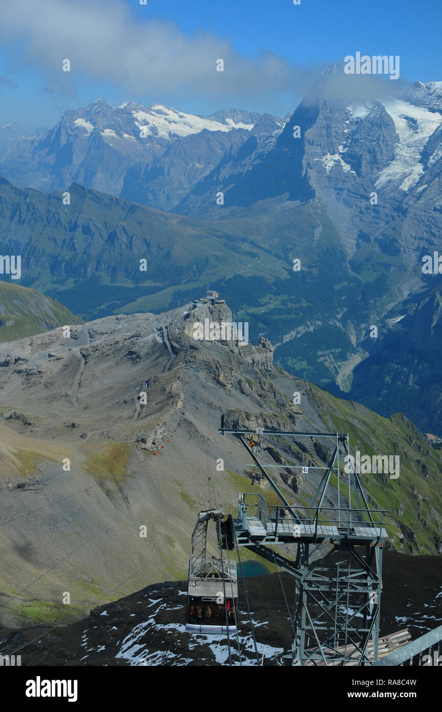 Swiss alps: The Schilthorn cable car is famous from the James Bond Movie  Stock Photo - Alamy