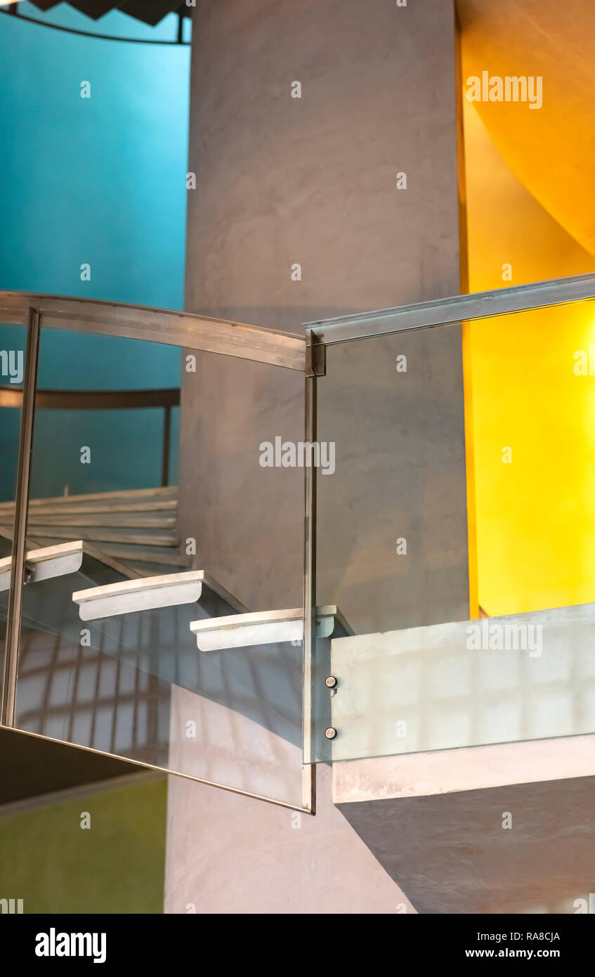 Construction Detail Of A Spiral Staircase With A Steel And Glass