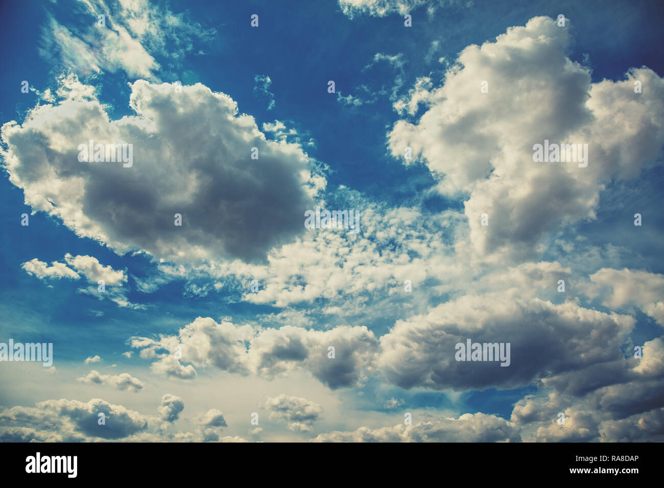 Blue sky with white clouds. Abstract nature background Stock Photo