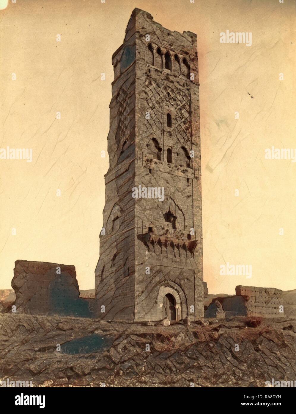 Tlemcen Tower Mansoura, Algiers, the Neurdein Photographs of Algeria  Including Byzantine and Roman Ruins in Tébessa and Thamugadi, Mosques,  Shrines, Public Buildings, Palaces, and Street Scenes in Mostaganem,  Biskra, Algiers, Tlemcen, Constantine,, image size:996x1390