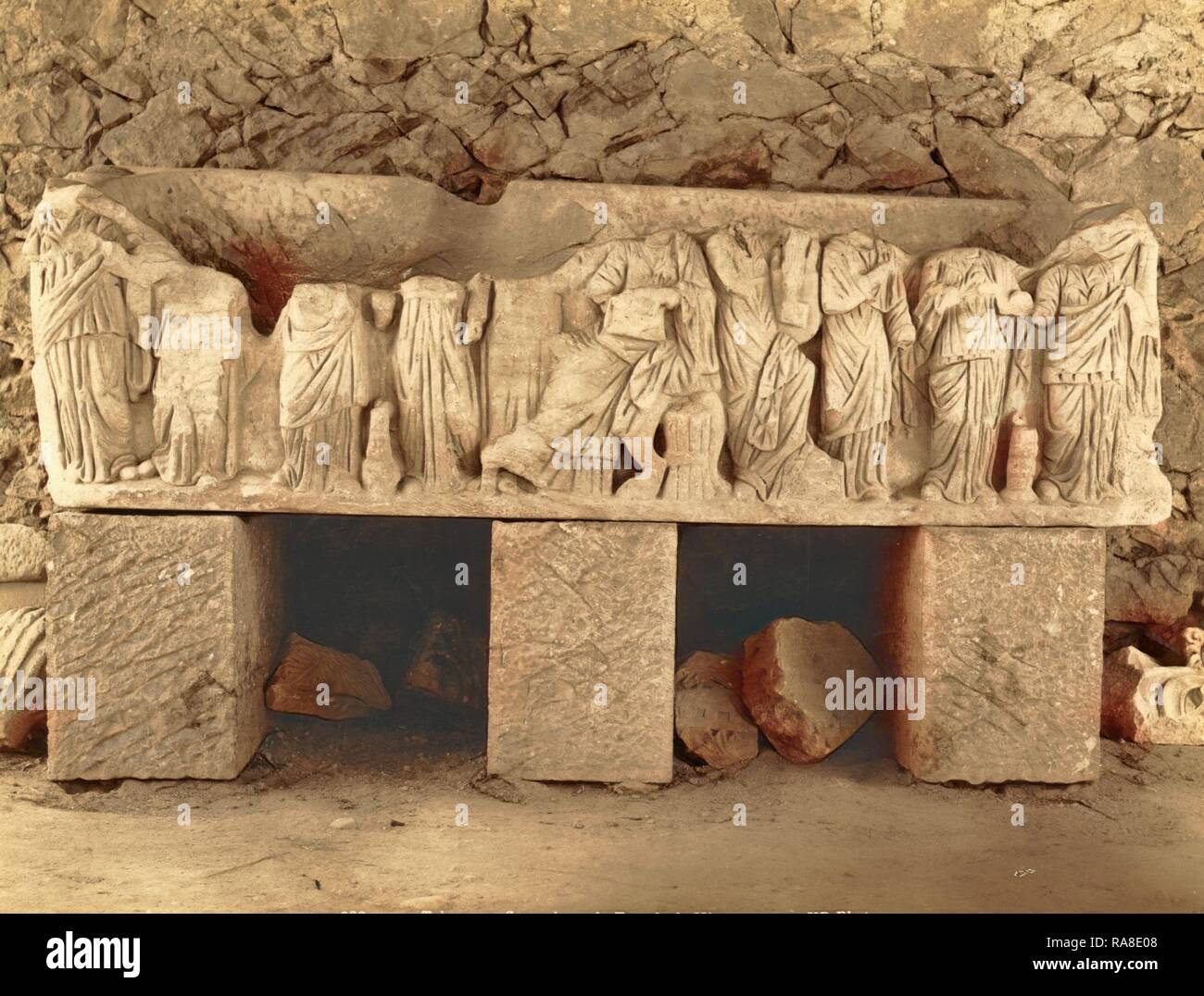 Tebessa, Sarcophagus of the Temple of Minerva, Algiers, the Neurdein Photographs of Algeria Including Byzantine and reimagined Stock Photo