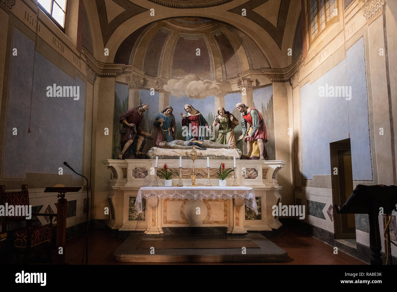 Church of Santa Caterina, inside, oratory of the company in the ancient nucleus of Colle Val d'Elsa, Siena, Tuscany Stock Photo