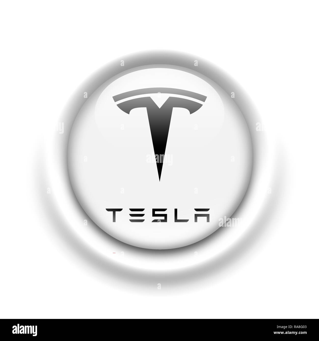 Tesla logo Stock Photo