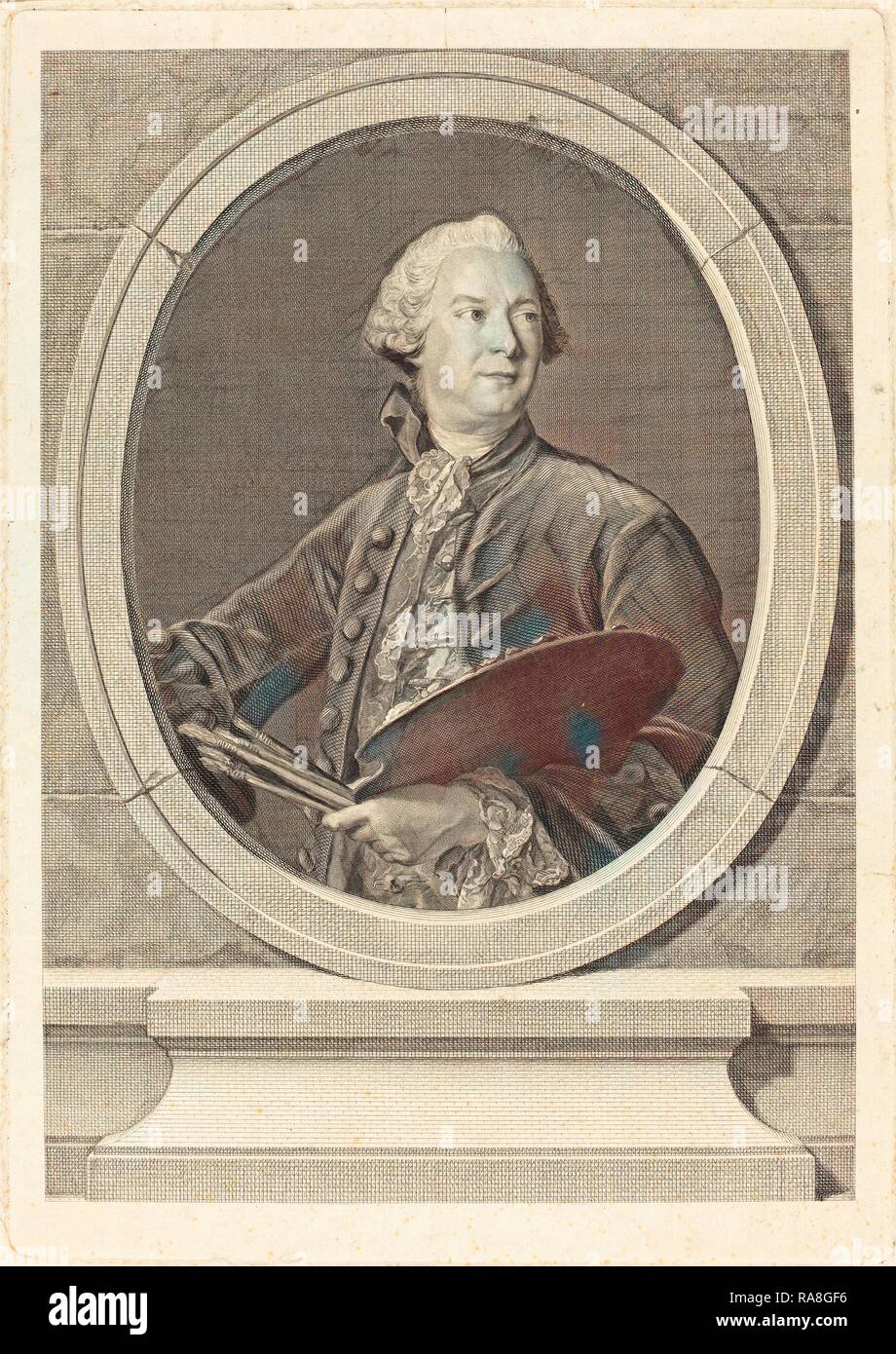 Louis-Jacques Cathelin after Jean-Marc Nattier (French, 1738-1739 - 1804), Louis Tocque, engraving on laid paper reimagined Stock Photo