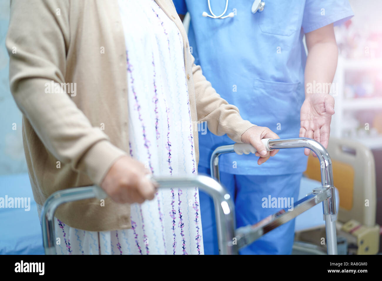 File Folder Binder stack of multi color on table in office. Stock Photo