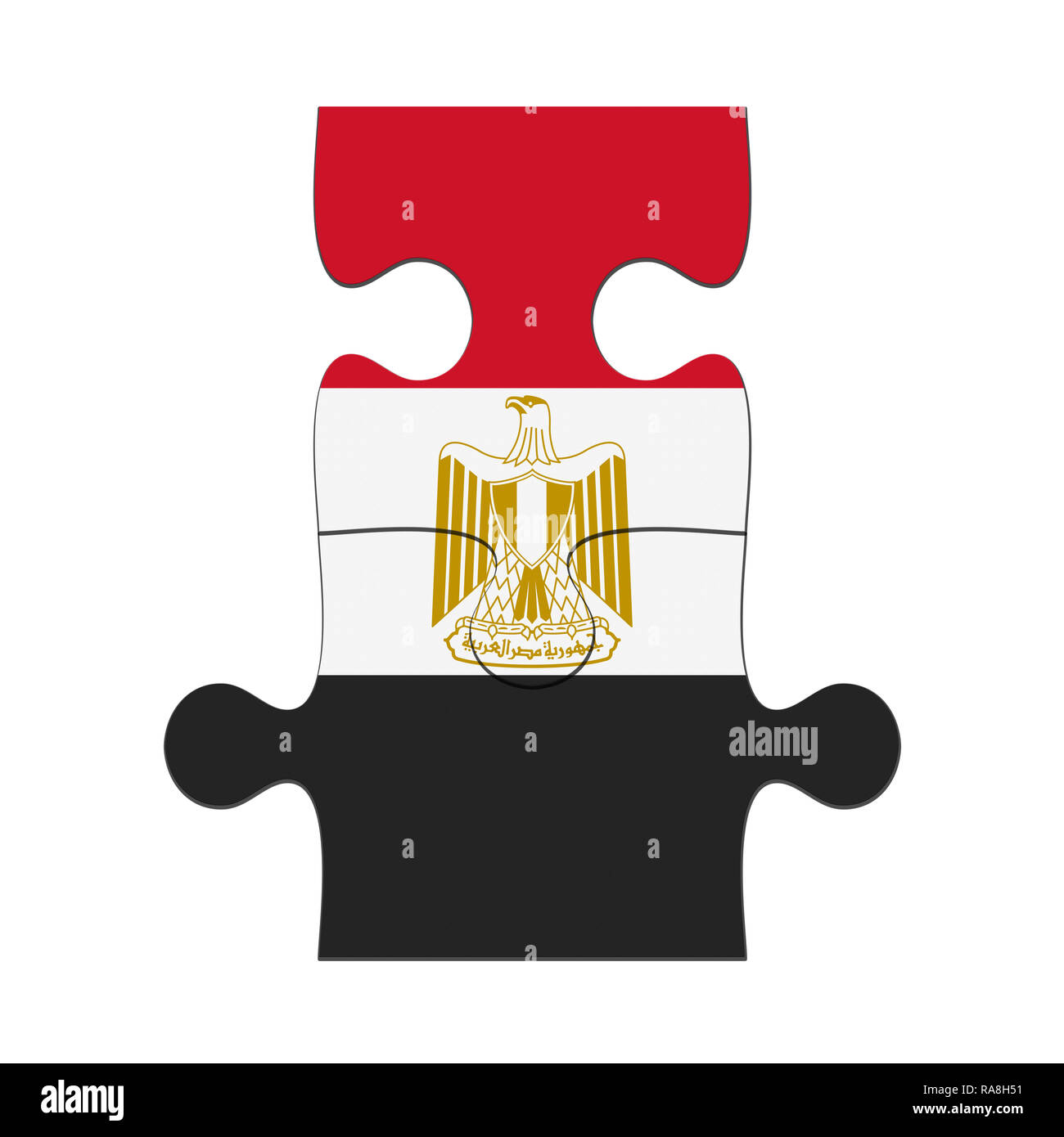 Egypt Flag Jigsaw Puzzle Pieces, 3d illustration background Stock Photo