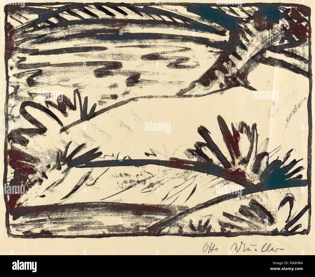 Otto Müller, Landscape with Tree and Water (Landschaft mitBaum und