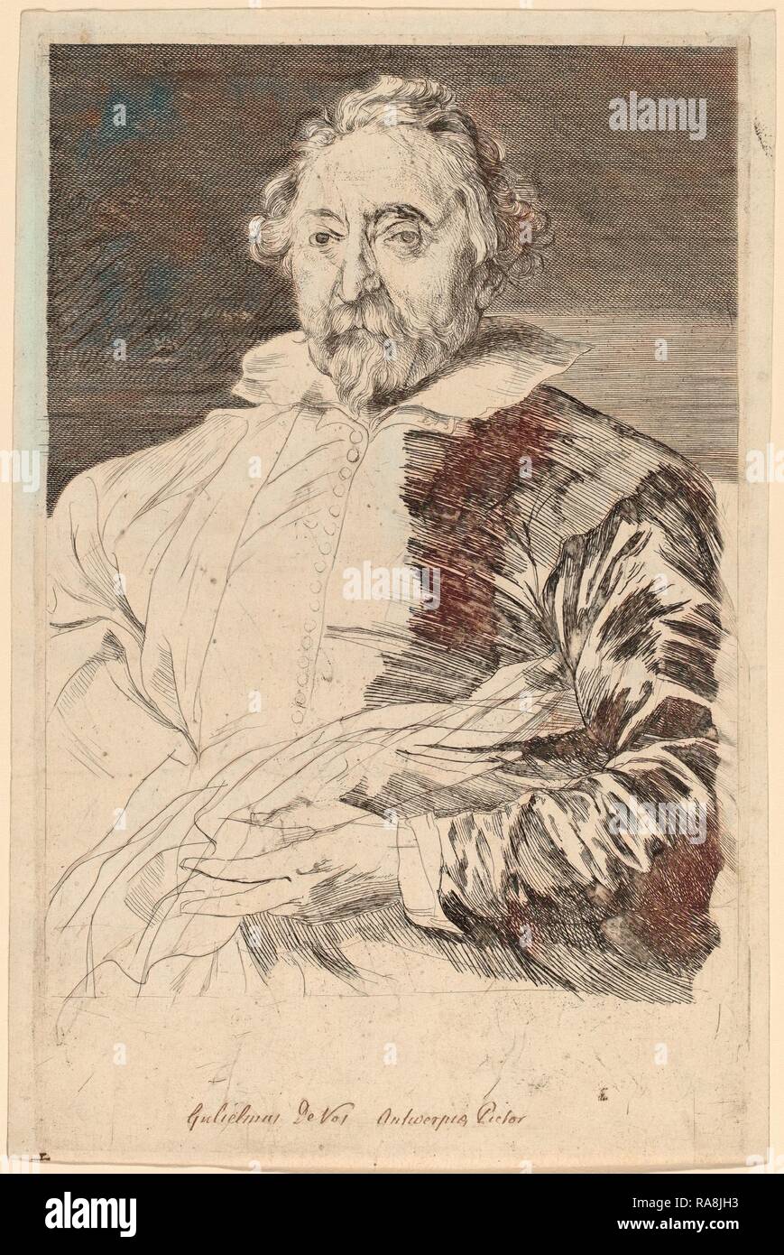 Sir Anthony van Dyck and Schelte Adams Bolswert (Flemish, 1599 - 1641), Willem de Vos, probably 1626-1641, etching reimagined Stock Photo