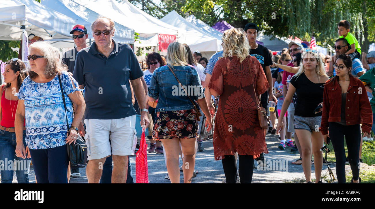 Babylon, NY, USA - 16 September 2018: Plenty of people are out enjoying