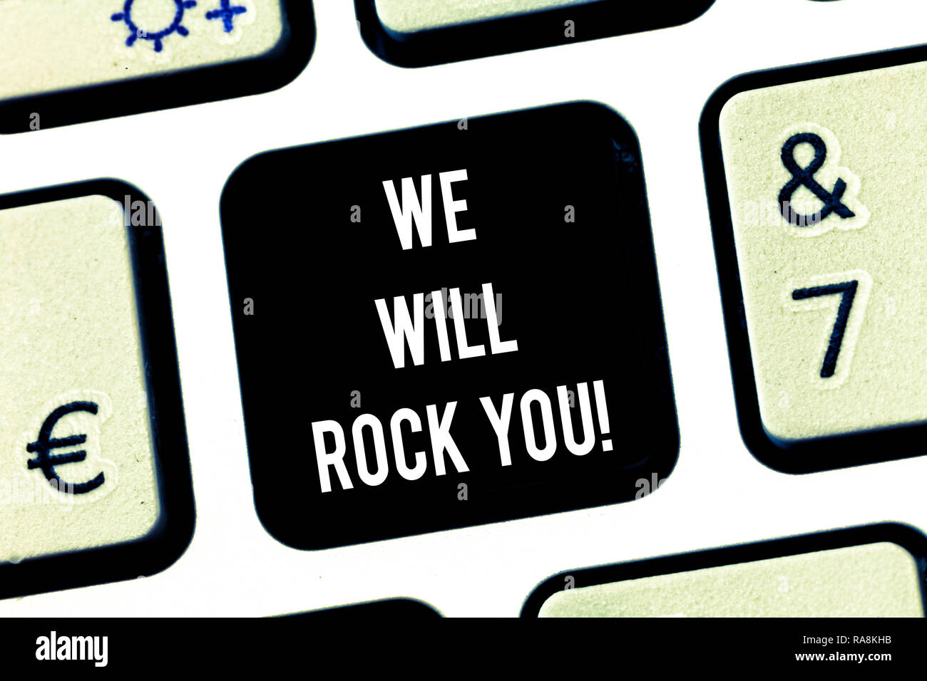 Writing note showing We Will Rock You. Business photo showcasing ...