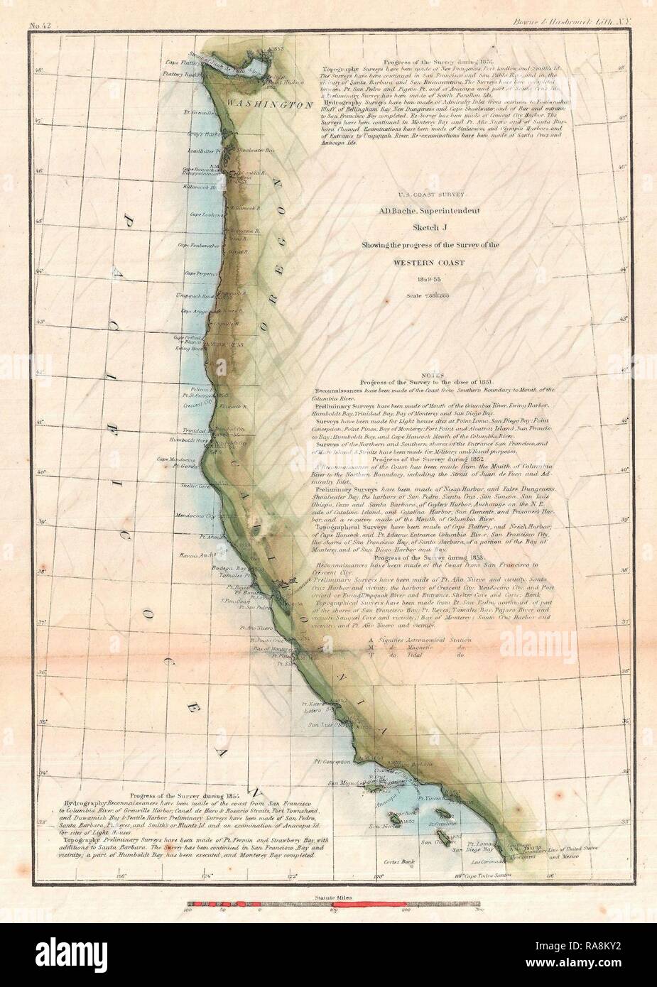 1855, U.S.C.S. Map of the Western Coast of the United States ...