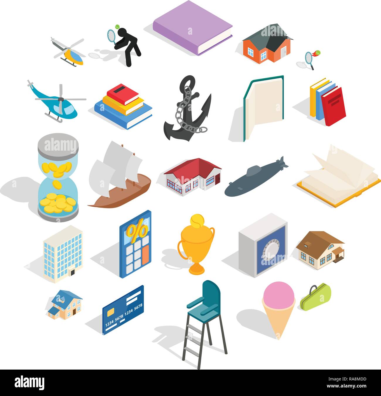 Change icons set, isometric style Stock Vector