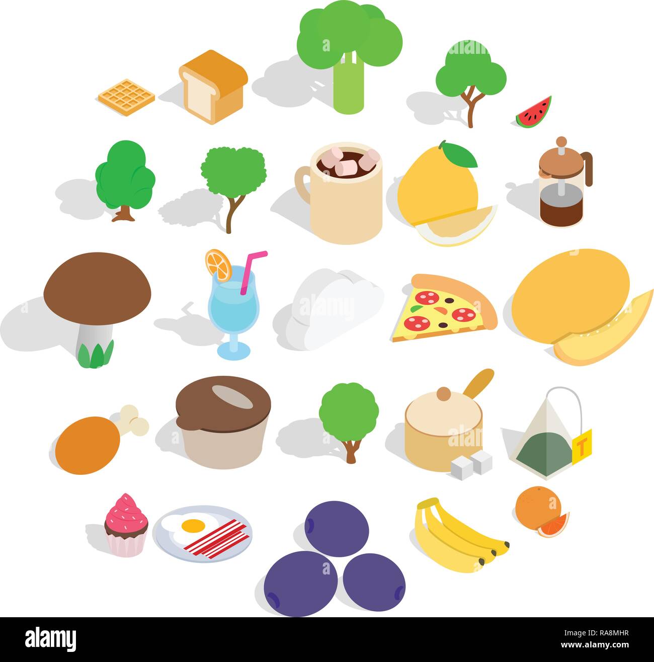 Vegetarian icons set, isometric style Stock Vector