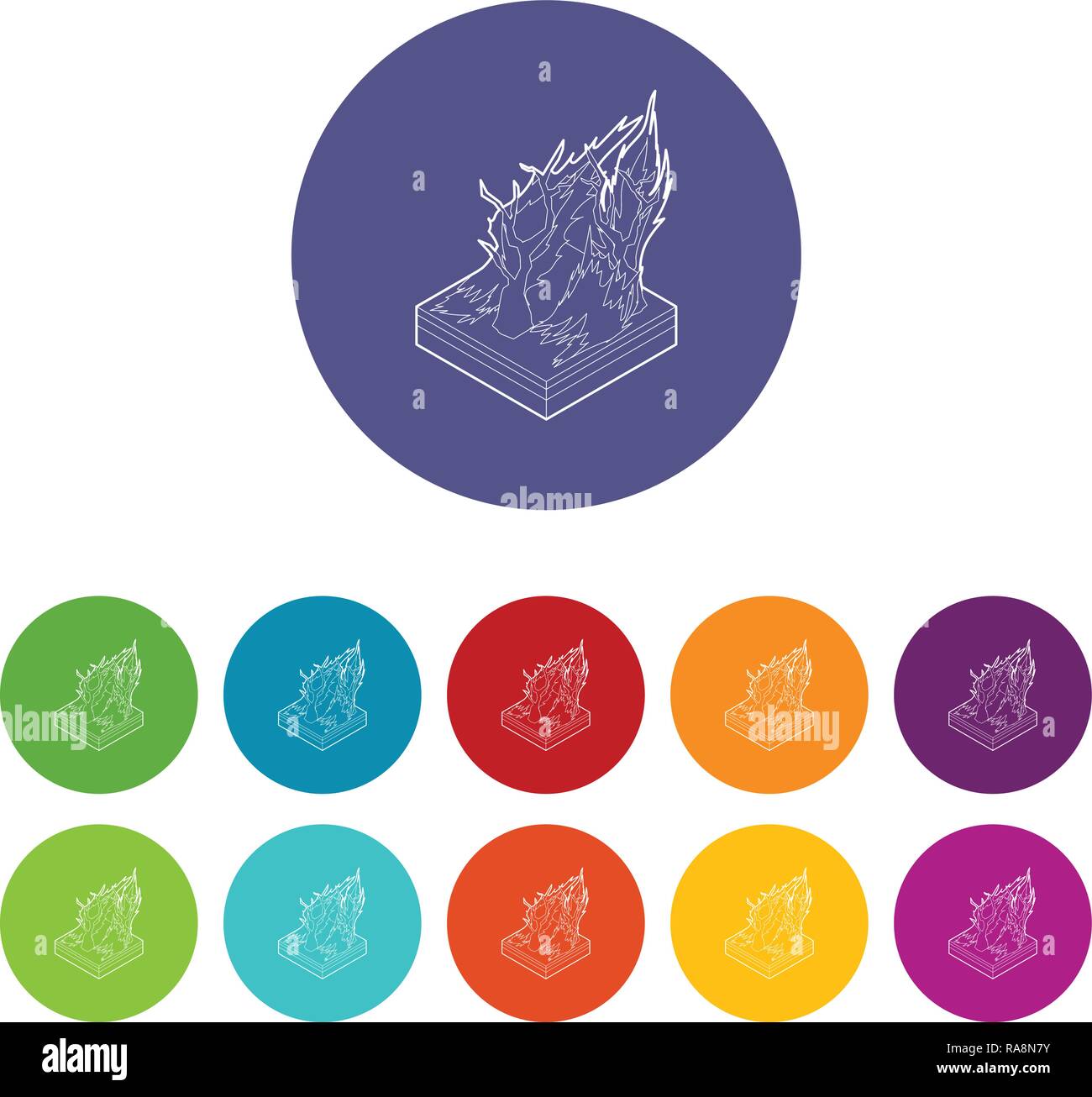 Forest fire icons set vector color Stock Vector Image & Art - Alamy