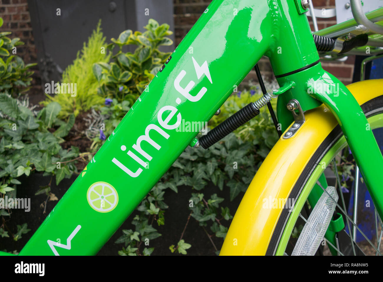 LimeE a GPSenabled Electric bike hire scheme in London Stock Photo