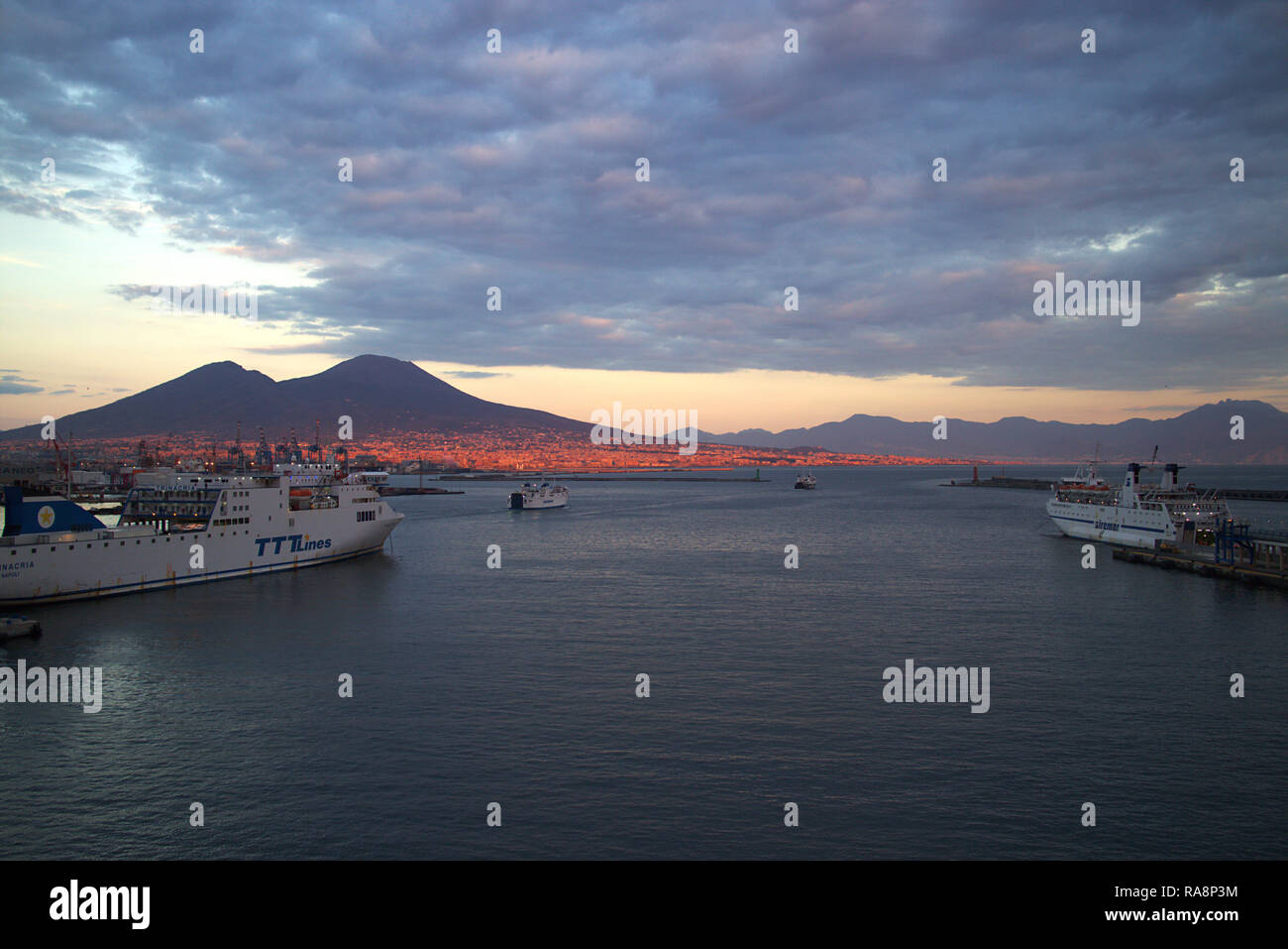 Ferry boat port of Naples, Italy Stock Photo Alamy