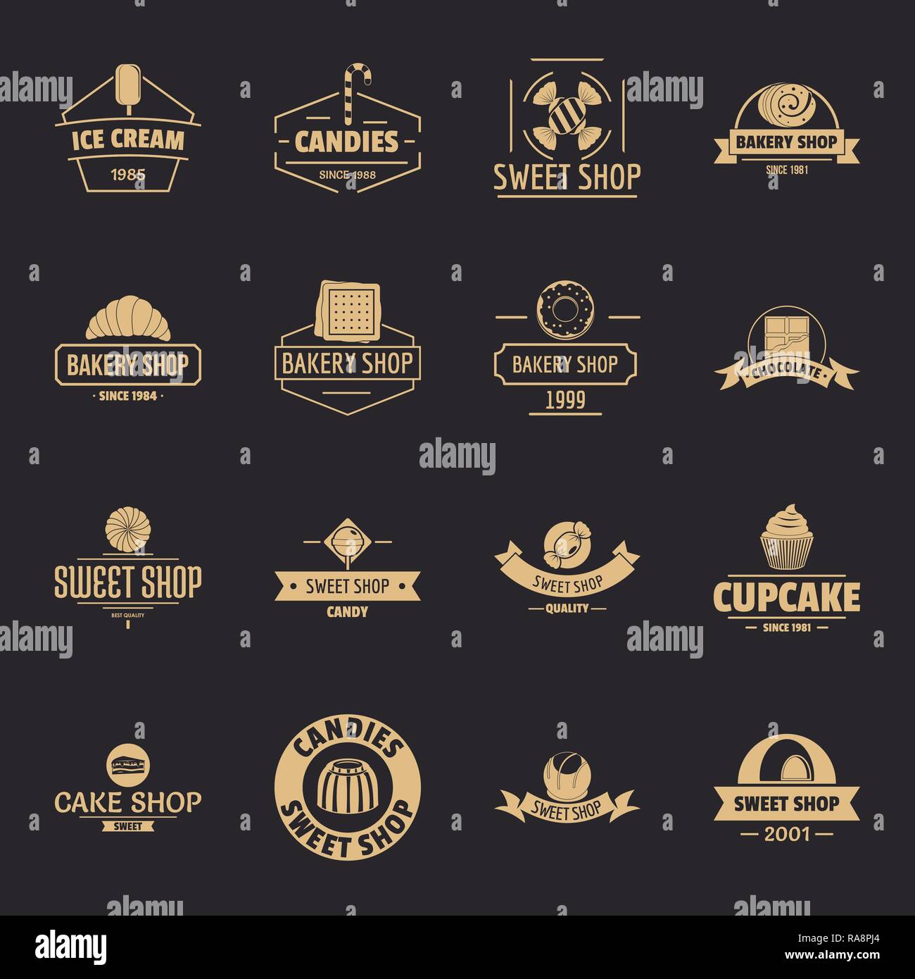 Bakery sweets logo icons set, simple style Stock Vector Image & Art - Alamy