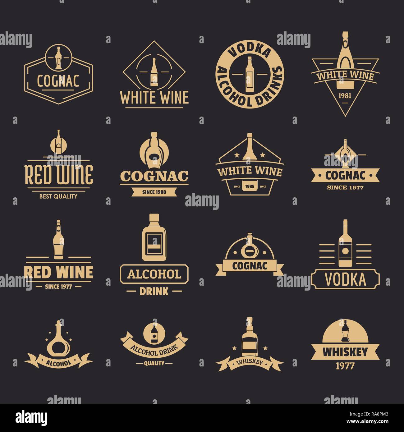 alcohol logo icons set simple style RA8PM3