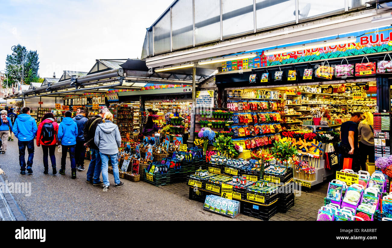 Souvenir shops at the famous Bloemenmarkt (Flower Market) along the