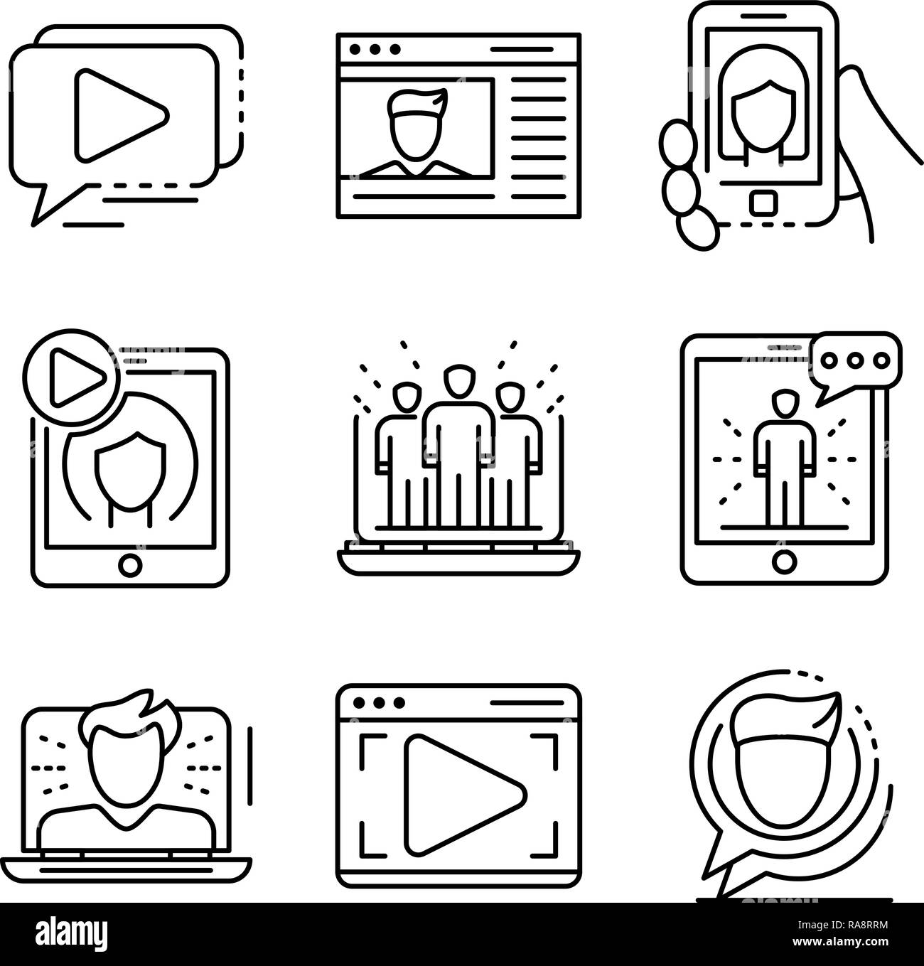 Webinar icon set, outline style Stock Vector Image & Art - Alamy