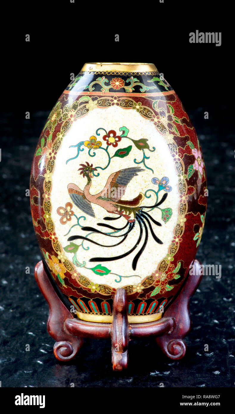 Antique Japanese cloisonne vase made in the Meiji Period around 1890. Stock Photo