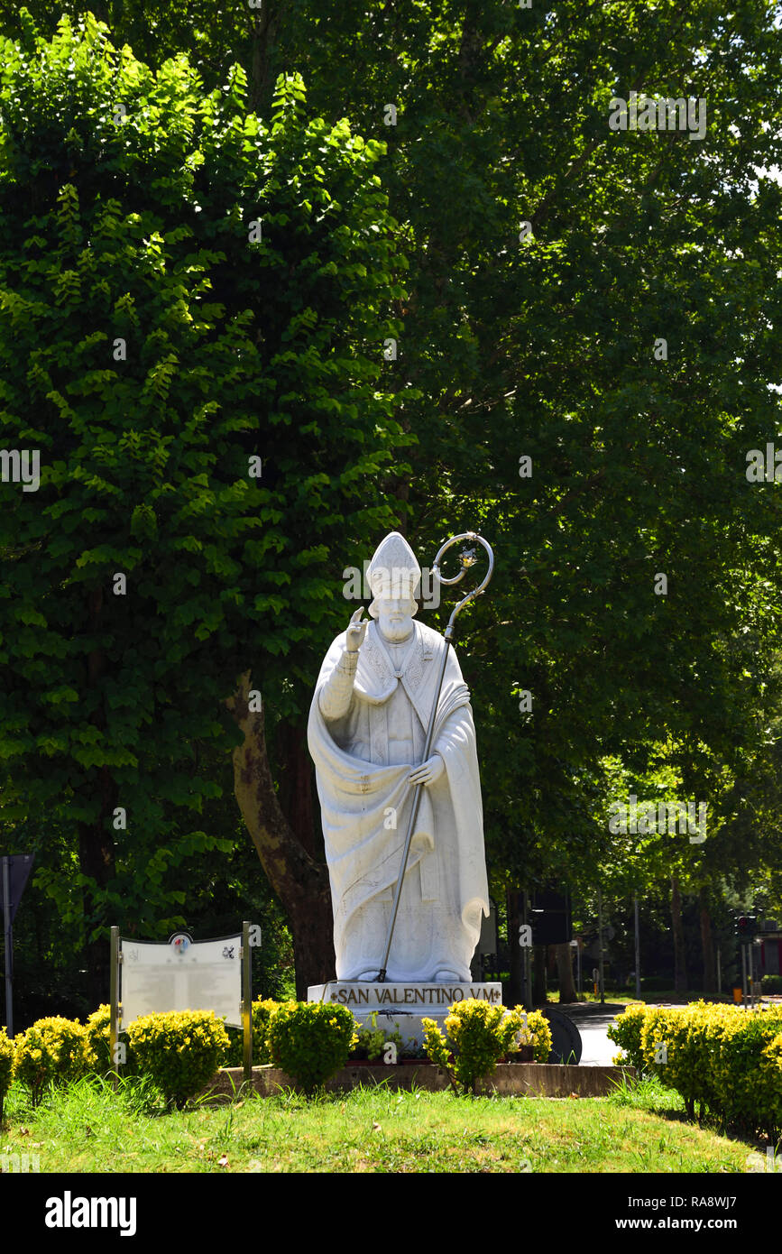 Valentine's day. Statue of Valentine who protects lovers Stock Photo