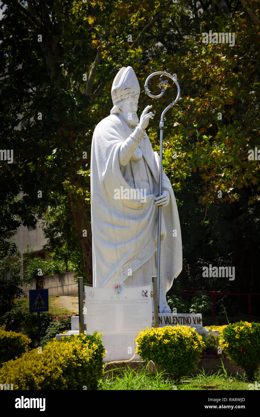 Valentine's day. Statue of Valentine who protects lovers Stock Photo