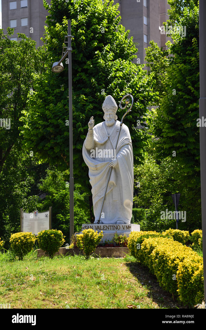 Valentine's day. Statue of Valentine who protects lovers Stock Photo