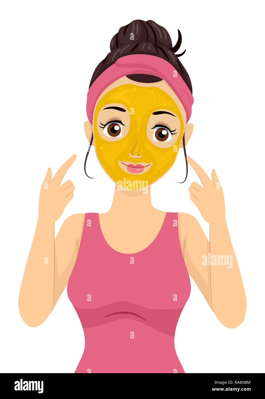 Download Illustration Of A Teenage Girl Wearing A Gold Facial Mask Stock Photo Alamy PSD Mockup Templates