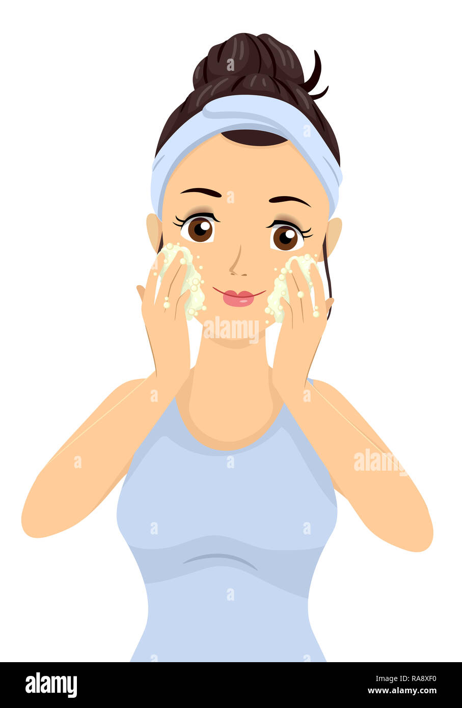 Illustration of a Teenage Girl Washing Her Face Stock Photo Alamy