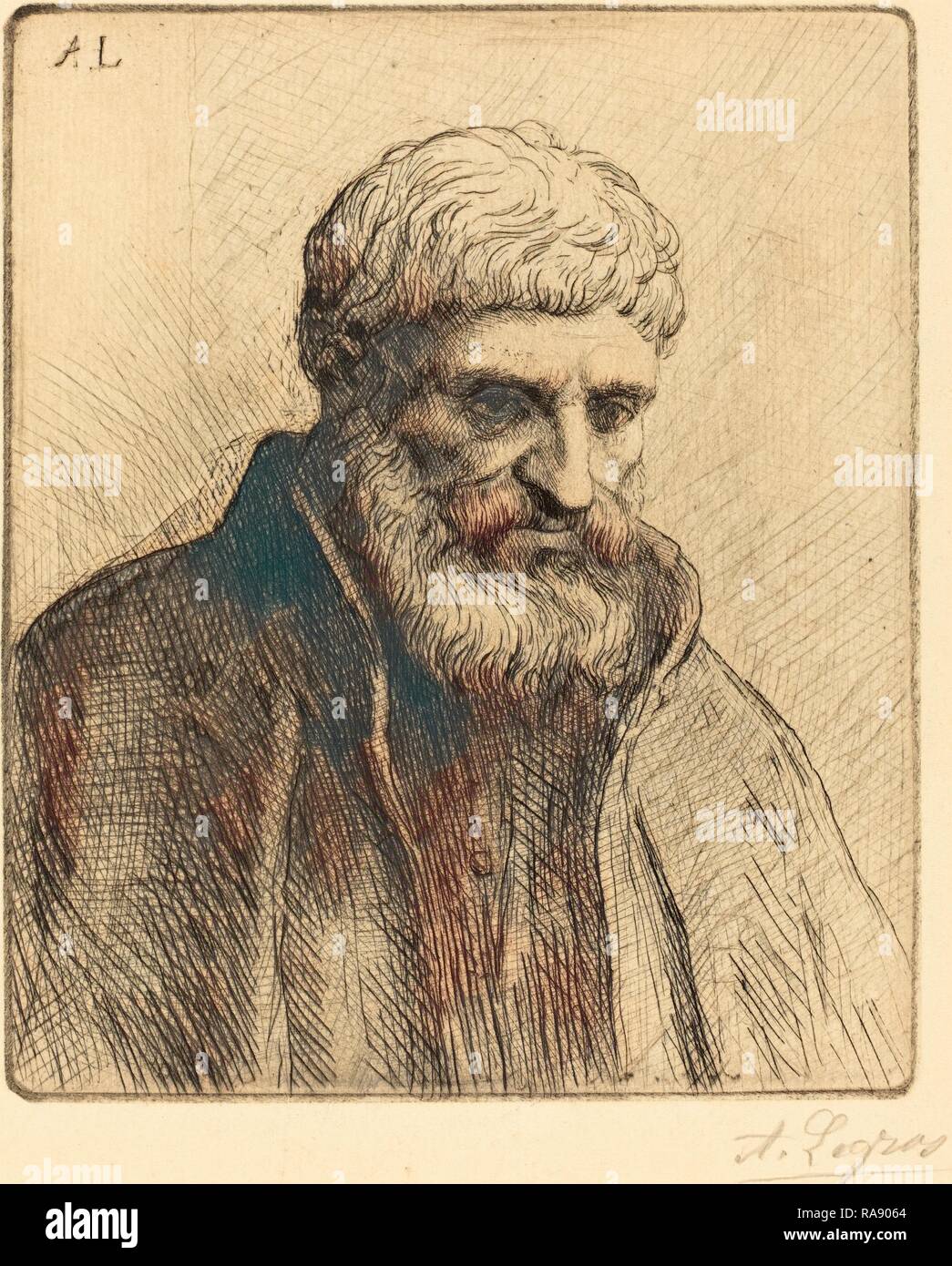 Alphonse Legros, Study of an Old Man (Etude de vieillard), French, 1837 - 1911, etching. Reimagined by Gibon. Classic reimagined Stock Photo