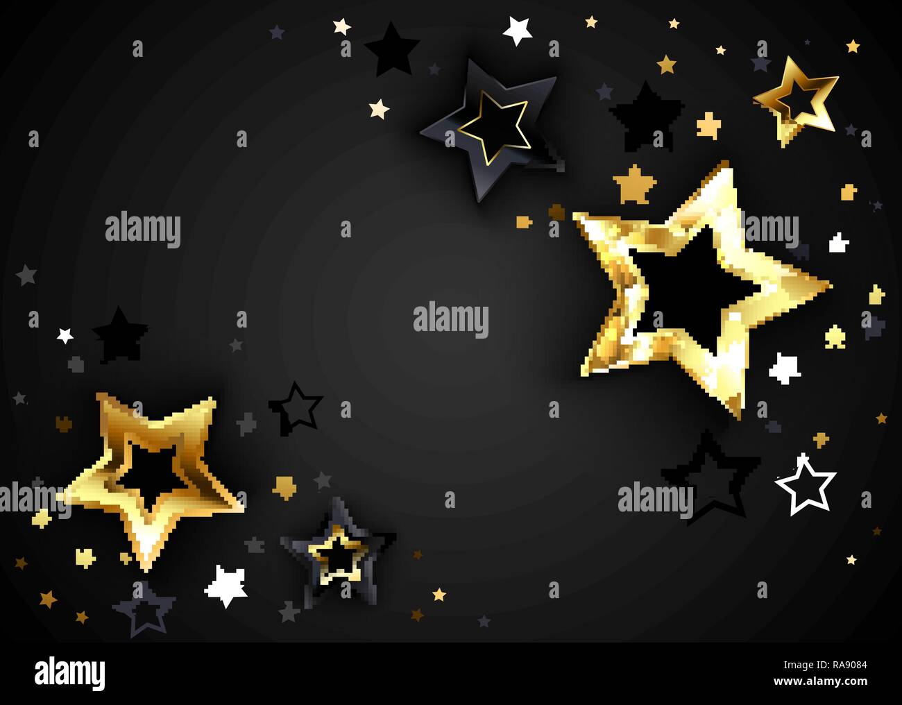 Dark gray background with gold and stars volumetric. Black Friday Stock ...